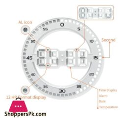 3D Led Digital Clock Luminous Fashion Multifunction Night Light Usb Powered Temperature Display Desktop Clock Alarm Clock And Wall Clock Brightness Adjustable Silent Digital Clocks For Room Office Home Living Room