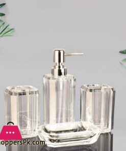 4 Pieces Bathroom Accessories Clear Soap Dispenser for Home Household Decor Rose