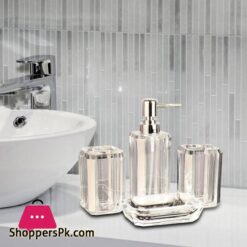4 Pieces Bathroom Accessories Clear Soap Dispenser For Home Household Decor Rose