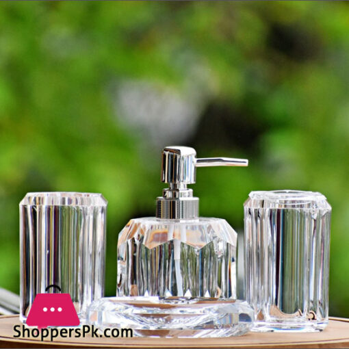 4 Pieces Bathroom Accessories Clear Soap Dispenser for Home Household Decor