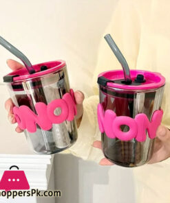 400Ml Glasses Travel Glass Water Coffee Cup With Lid And Straw Simple Ins Style Office Dual Water Outlet Cute Water Bottle - Image 2