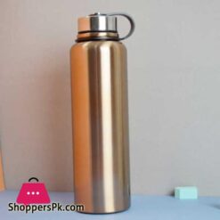 1500 Ml Gold Stainless Steel Water Bottle With Leather Pouch Insulated Double Wall Flask Hot And Cold High Quality Imported Collection