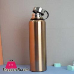 1500 Ml Gold Stainless Steel Water Bottle With Leather Pouch Insulated Double Wall Flask Hot And Cold High Quality Imported Collection