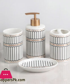 Ceramic Bathroom Accessories Set of 4 Bath Set with Soap Dispenser (186C)