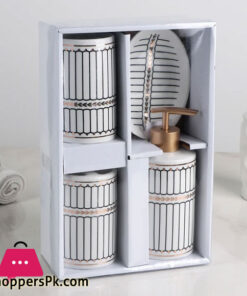 Ceramic Bathroom Accessories Set Of 4 Bath Set With Soap Dispenser (186C) - Image 4