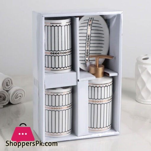 Ceramic Bathroom Accessories Set of 4 Bath Set with Soap Dispenser (186C)