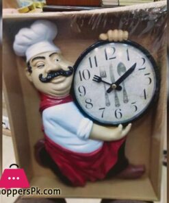 Chef Decorative Wall Mounted Clock For Kitchen Dinning Hall Restaurant Cafe 7 Imported Wall Hanging Kitchen Clock Cheif Imported Item Best Quality Product Plastic