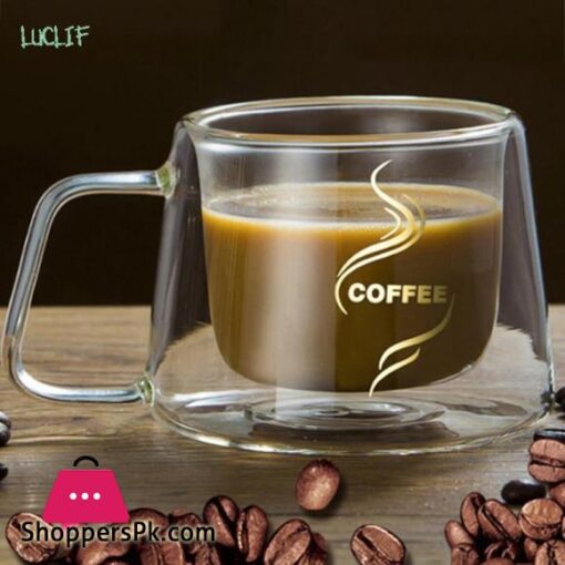 LUCLIF Coffee Mug Espresso Cup Thermal Glass Double Wall High Borosilicate Mugs