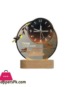 Creative Table Clock Night Light Vintage Desk Watch Home Decor Silent Usb Cable Living Room Office Desk Bedroom Mute Decoration Desk Clock With Lights