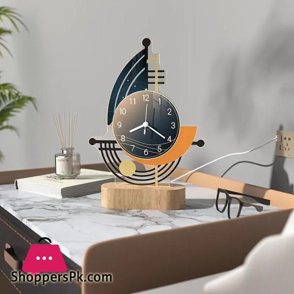 Creative Table Clock Night Light Vintage Desk Watch Home Decor Silent Usb Cable Living Room Office Desk Bedroom Mute Decoration Desk Clock With Lights