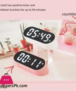 Electronic Digital Clock Led Alarm Clock Date Temperature Display Timing Countdown Stopwatch Student Snooze Clock 1224H Candy Color