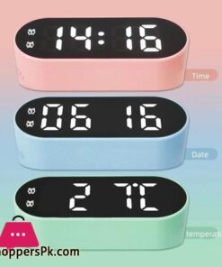 Electronic Digital Clock Led Alarm Clock Date Temperature Display Timing Countdown Stopwatch Student Snooze Clock 1224H Candy Color