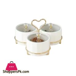 ZQ 007 Heart Condiment 3 Part White