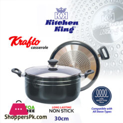 Krafto Casserole Glass Lid Induction Safe  – 30cm