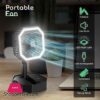 LE 2 In 1 Mini Cooling Fan With Led Light Portable Foldable Adjustable Height Angle Usb Rechargeable Air Cooler Fan