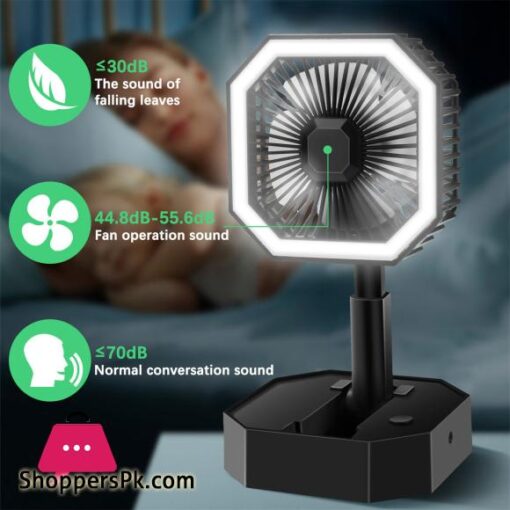LE 2 In 1 Mini Cooling Fan With Led Light Portable Foldable Adjustable Height Angle Usb Rechargeable Air Cooler Fan