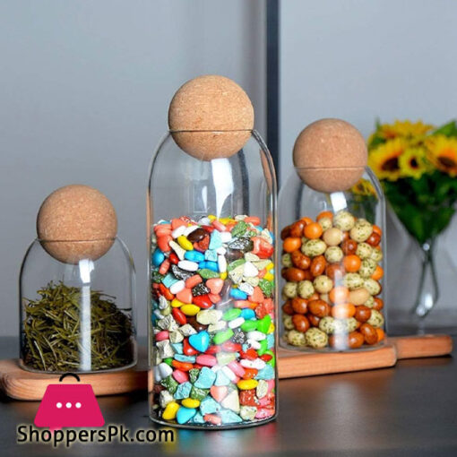 Lead-Free Glass Jar 4 Pieces Cork Ball Jar Set