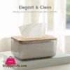 Minimalist Tissue Box Cover Holder Modern Transparent Rectangular Bamboo Facial Tissues Dispenser For Bathroom Bedroom