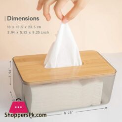 Minimalist Tissue Box Cover Holder Modern Transparent Rectangular Bamboo Facial Tissues Dispenser For Bathroom Bedroom