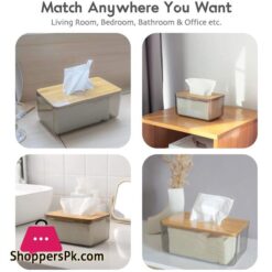 Minimalist Tissue Box Cover Holder Modern Transparent Rectangular Bamboo Facial Tissues Dispenser For Bathroom Bedroom