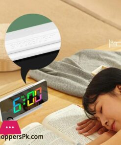 Mirror Led Digital Alarm Clock Temp Date Display Colorful Snooze Clock 12 Mirror Led Digital Alarm Clock Temp Date Display Colorful Snooze Clock Brightness Adjustable 1224 Electronic Rechargeable Clock