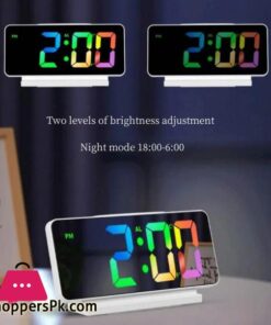 Mirror Led Digital Alarm Clock Temp Date Display Colorful Snooze Clock 13 Mirror Led Digital Alarm Clock Temp Date Display Colorful Snooze Clock Brightness Adjustable 1224 Electronic Rechargeable Clock