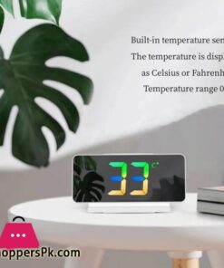 Mirror Led Digital Alarm Clock Temp Date Display Colorful Snooze Clock 14 Mirror Led Digital Alarm Clock Temp Date Display Colorful Snooze Clock Brightness Adjustable 1224 Electronic Rechargeable Clock