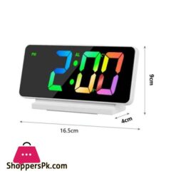 Mirror Led Digital Alarm Clock Temp Date Display Colorful Snooze Clock Brightness Adjustable 1224 Electronic Rechargeable Clock