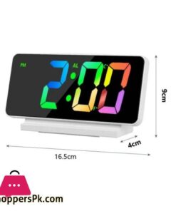 Mirror Led Digital Alarm Clock Temp Date Display Colorful Snooze Clock 16 Mirror Led Digital Alarm Clock Temp Date Display Colorful Snooze Clock Brightness Adjustable 1224 Electronic Rechargeable Clock