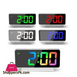 Mirror Led Digital Alarm Clock Temp Date Display Colorful Snooze Clock Brightness Adjustable 1224 Electronic Rechargeable Clock