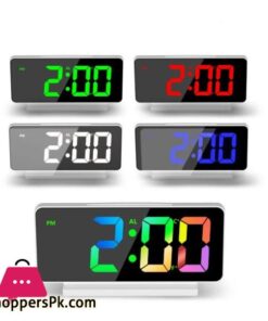 Mirror Led Digital Alarm Clock Temp Date Display Colorful Snooze Clock 18 Mirror Led Digital Alarm Clock Temp Date Display Colorful Snooze Clock Brightness Adjustable 1224 Electronic Rechargeable Clock