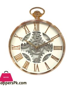 Modern Roman Numbers Wall Clock With Moving Gears Classic Design With Sweep Movement No Ticking Quartz Movement