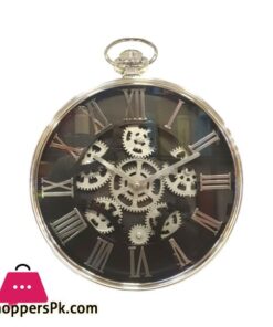 Modern Roman Numbers Wall Clock With Moving Gears Classic Design With Sweep Movement No Ticking Quartz Movement 8 Modern Roman Numbers Wall Clock With Moving Gears Classic Design With Sweep Movement No Ticking Quartz Movement