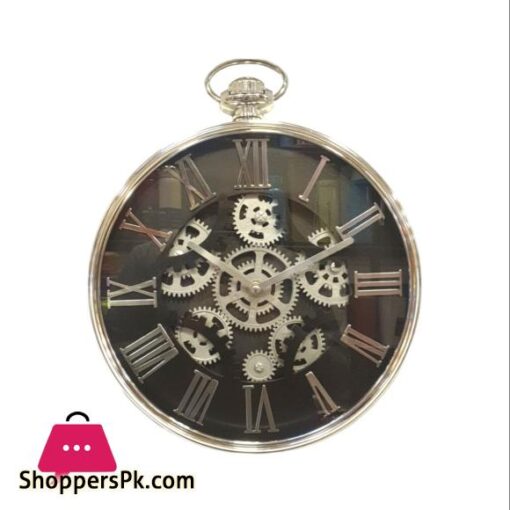 Modern Roman Numbers Wall Clock With Moving Gears Classic Design With Sweep Movement No Ticking Quartz Movement