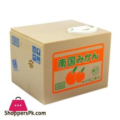 Piggy Bank Cat Steal Money Coin Saving Box Pot Case Battery Operated Gift White 1475Cm