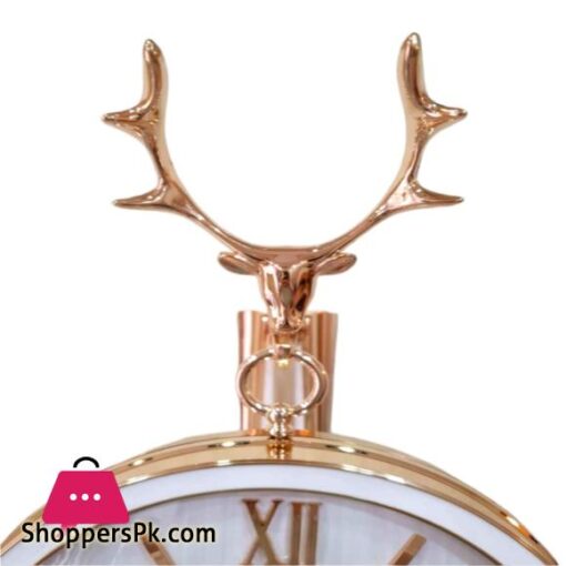 Reindeer Design Antique Look Golden White And Golden Black Round Wall Hanging Double Sided 2 Faces Retro Station Wall Clock