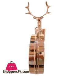 Reindeer Design Antique Look Golden White And Golden Black Round Wall Hanging Double Sided 2 Faces Retro Station Wall Clock