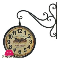 Rotating Dual faced Station Clock Round Wall Hanging Double Sided Clock