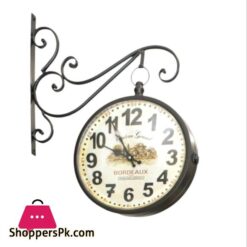 Rotating Dual Faced Station Clock Round Wall Hanging Double Sided Clock