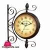 Rotating Dual Faced Station Clock Round Wall Hanging Double Sided Garden Clock