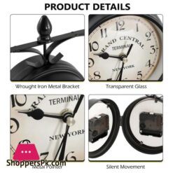 Rotating Dual Faced Station Clock Round Wall Hanging Double Sided Garden Clock