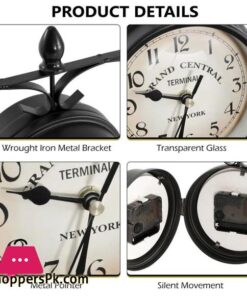 Rotating Dual Faced Station Clock Round Wall Hanging Double Sided Garden Clock 14 Rotating Dual Faced Station Clock Round Wall Hanging Double Sided Garden Clock