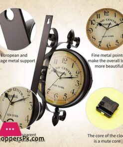 Rotating Dual Faced Station Clock Round Wall Hanging Double Sided Garden Clock 16 Rotating Dual Faced Station Clock Round Wall Hanging Double Sided Garden Clock