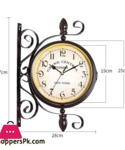 Rotating Dual Faced Station Clock Round Wall Hanging Double Sided Garden Clock 18 Rotating Dual Faced Station Clock Round Wall Hanging Double Sided Garden Clock