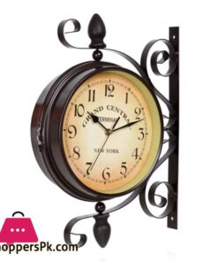 Rotating Dual Faced Station Clock Round Wall Hanging Double Sided Garden Clock 19 Rotating Dual Faced Station Clock Round Wall Hanging Double Sided Garden Clock