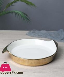 Royal Elegant Serving Dish Round With Golden Border Super Beautiful Serving Platter Black White