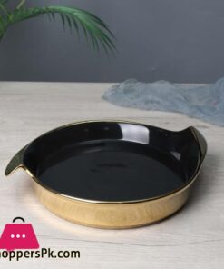 Royal Elegant Serving Dish Round With Golden Border Super Beautiful Serving Platter Black White