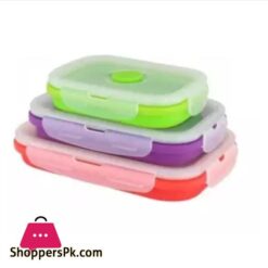 3Pcs Collapsible Silicone Food Storage Containers With Bpa Free Airtight Plastic Lids Silicone Stacker Foldable Food Storage Box