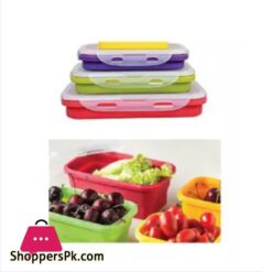3Pcs Collapsible Silicone Food Storage Containers With Bpa Free Airtight Plastic Lids Silicone Stacker Foldable Food Storage Box