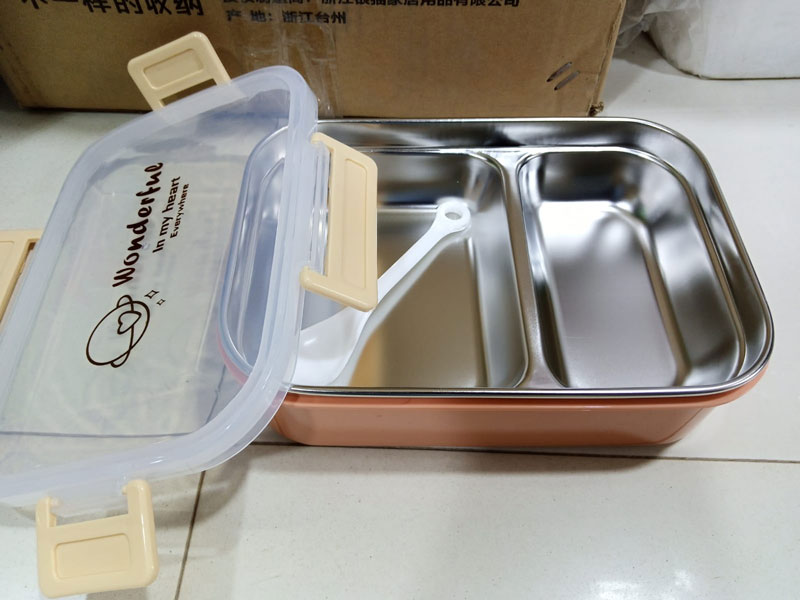 Air Tight Steel Lunchbox 2 Portion Square